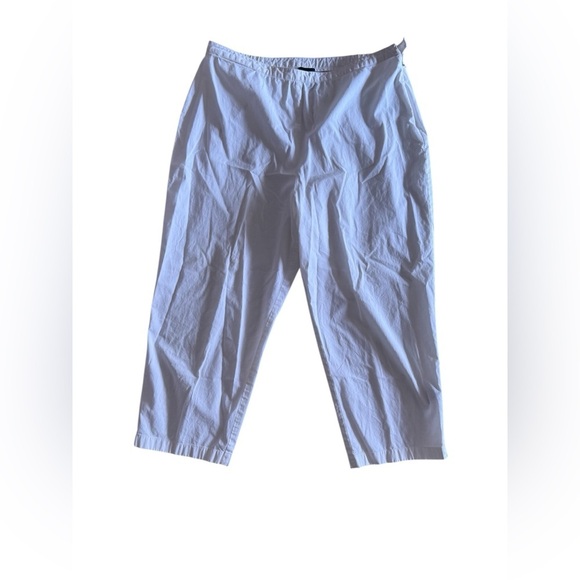 EILEEN FISHER Pants Cotton Stretch Twill Wide Cropped Side Zip White Size M - Picture 1 of 16